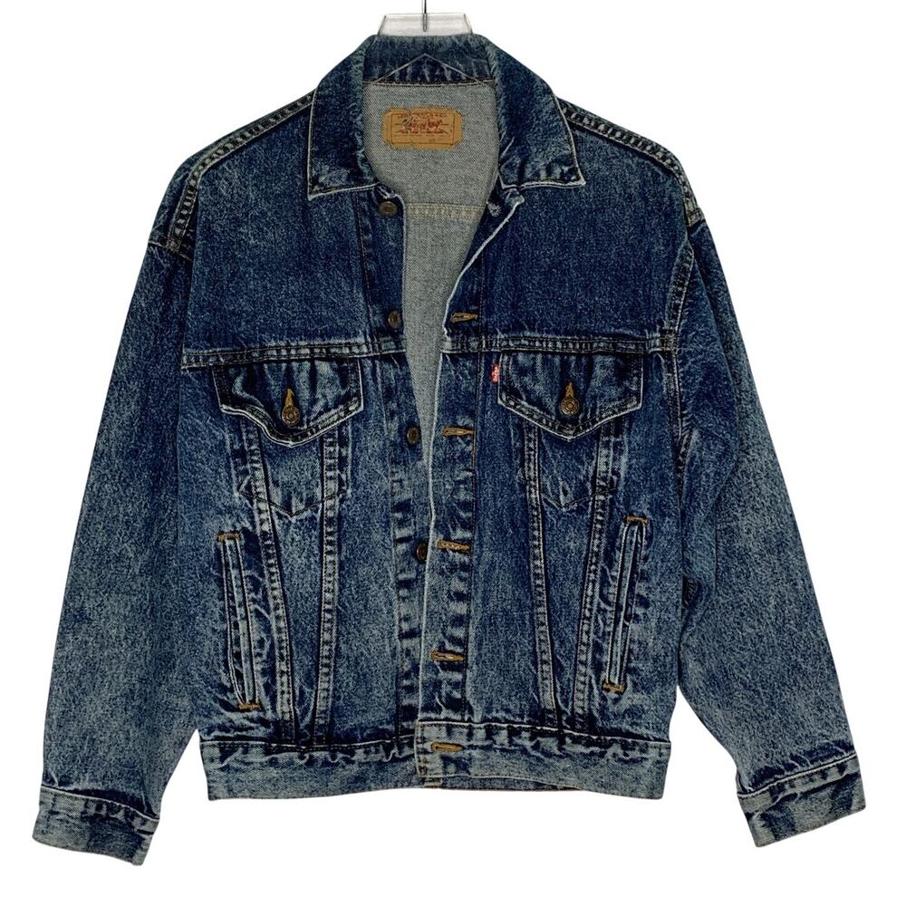 Vintage 80s Levis Acid Wash Denim Trucker Jean Jacket USA 4 Pocket XS Unisex